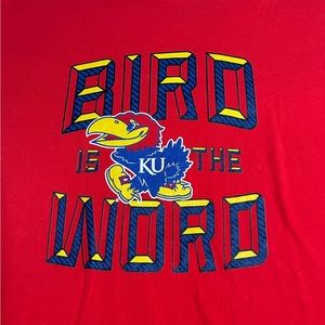 Fanatics red KU Bird is the Word tshirt